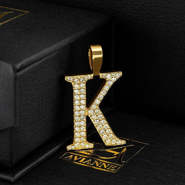 Yellow 14K Yellow Gold Diamond Initial Letter K Pendant 0.81 Ctw